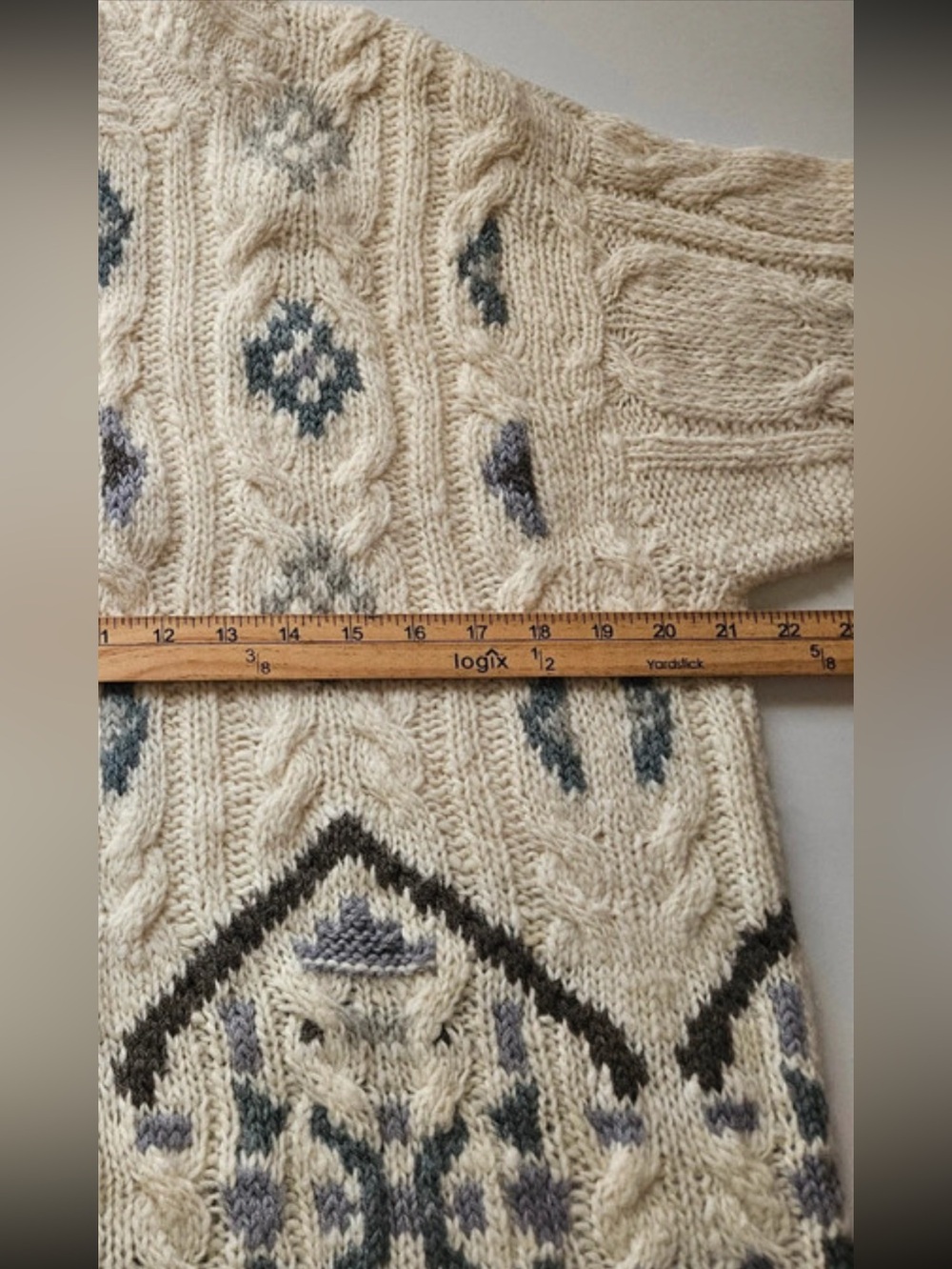 Vintage 90s Liz Claiborne Wool Fair Isle Cable Knit Tunic Sweater M - Picture 3 of 6